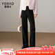 婭麗達雪尼爾加絨窄版闊腿褲女休閑褲白色褲子冬新款燈芯絨直筒褲 靜謐黑（A0） M