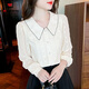 AEMAPE雪紡襯衫女長(cháng)袖2026春秋季新款娃娃領(lǐng)上衣高級感襯衣別致漂亮小衫 杏色-有內襯 XL 建議115-125斤