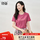 歐莎（OSA）白色字母短袖t恤女夏裝2025年新款設計感小眾衣服短款體恤上衣 玫紅色 M