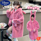 迪士尼（Disney）女童毛毛外套中長(cháng)款加厚連帽水貂絨大衣保暖洋氣皮毛一體兒童皮草 枚紅色 120 cm