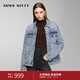 MISS SIXTY牛仔外套女重工蝴蝶鉆飾美式復古街頭休閑 中藍 XS