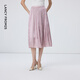 朗姿法式流光百褶a字高級感顯瘦裙子女春季新款氣質(zhì)半身裙 霧霾粉色 S