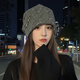 正黛2025新款冬季帽子女韓版百搭顯臉小針織堆堆帽防寒保暖護耳包頭帽 灰色 均碼（54-58cm）