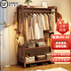 木葉私語(yǔ)實(shí)木衣帽架置物掛衣架客廳臥室家用簡(jiǎn)約多功能收納擺放衣服架子 胡桃色 84*42*170cm
