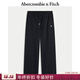 Abercrombie & Fitch【經(jīng)典直筒】小麋鹿圖案保暖抓絨衛褲25秋冬新款女裝147-5165 黑色 S (165/72A) 偏大偏長(cháng)，建議小一碼