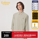 卡賓（CABBEEN）【輕薄亞麻】休閑七分袖襯衫男士2024夏季新款寬松潮牌襯衣 果灰色38 L (175) 50/175