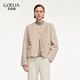 歌莉婭立體絞花肌理外套女2025新款冬季高級感短款夾克1ECL6F720 43W米駝 S