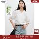 衣香麗影白色翻領(lǐng)襯衫女士2025年春裝新款法式獨特高級感抗皺上衣 本白 S
