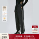 艾萊依羽絨褲女款拼接收腰束腳褲輕盈保暖耐寒通勤長(cháng)褲 炭黑 L