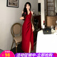 歐貝汐新中式復古掛脖連衣裙女2026春夏蕾絲開(kāi)衫兩件套套裝裙紅色吊帶開(kāi) 吊帶裙 M