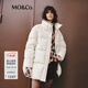MO&Co.羽絨服RECTO設計師聯(lián)名高領(lǐng)啞光微皺肌理中長(cháng)款摩安珂 米白色 XS /155