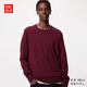 優(yōu)衣庫男裝女裝精紡美利奴羊毛圓領(lǐng)針織衫/毛衣毛衫478535 18 暗紅色 M