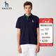 HAZZYS男裝 男士純色翻領(lǐng)商務(wù)休閑短袖polo衫ASTZE03BE37