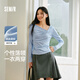 森馬（Semir）長(cháng)袖T恤女春季短款不對稱(chēng)蕩領(lǐng)斜肩露肩緊身2026上衣109126101001