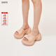SMFK預售WAVE高跟運動(dòng)拖鞋SL002B1厚底增高時(shí)髦一字拖9.5cm明星同款 膚色 偏大一碼 36