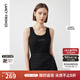 朗姿肌理感無(wú)袖上衣內搭打底女秋秋季新款氣質(zhì)修身針織背心吊帶 黑色 M