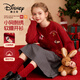 迪士尼（Disney）童裝兒童針織衫2026新款女童紅色新年毛衣女冬季加厚中大童拜年服