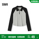森馬（Semir）POLO衫女短款拼色插肩袖修身上衣小個(gè)子秋顯瘦套頭衫101524115003