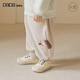 papa爬爬春季寶寶糯米棉褲子男女寶韓系小狗束腳燈籠褲 燕麥色 120