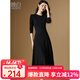 晚白【升級提腰線(xiàn)更顯瘦遮肉】2025秋款氣質(zhì)紙片人搭配神裙打底連衣裙 黑色 M