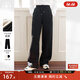 對白【AN大碼系列】【暖寶寶】加絨加厚保暖衛褲冬季胖mm直筒休閑褲子 靜謐黑 3XL 建議體重160-180