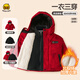 WALNUT DUCK【新年兩件套】小黃鴨紅色冬季防風(fēng)棉服男童女童外套含搖粒絨內膽