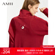 AMII女裝2025冬季新款高領(lǐng)莫比烏斯環(huán)繡花抓毛連衣裙女寬松開(kāi) 酒紅 L