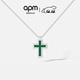 APM Monaco綠色密鑲十字架可調節項鏈女士男士項鏈女輕奢小眾毛衣鏈