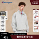 Champion冠軍衛衣男女情侶加絨2025秋冬新款衣服半高領(lǐng)復古外套 淺灰色（男女同款） L