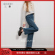 三彩2025冬季新款高腰牛仔褲休閑褲一體絨磨毛直筒褲九分褲M(mǎn) 晴空藍 XL 170/76A 170/76A