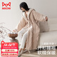 貓人【連帽刺繡】女士睡衣女珊瑚絨睡袍女秋冬季加絨加厚保暖浴袍