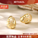 MITHAOL拉絲金蛋耳釘女 輕奢小眾高級感精致復古橢圓型耳飾女款 拉絲金蛋耳釘 情人節紀念日生日禮物禮盒套裝