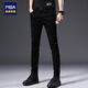 MBA牛仔褲男修身小腳春秋季新款加絨韓版潮流男褲彈力百搭男士長(cháng)褲子 902黑色 常規 31 碼