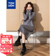 唐獅（TonLion）2024連衣裙女款韓版溫柔甜美淑女高領(lǐng)針織長(cháng)裙百搭 中麻灰 L 