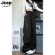 JEEP SPIRIT美式壓褶工裝褲男女春秋潮流三防沖鋒褲寬松大碼百搭顯瘦休閑褲子 黑色 XL