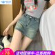 歐貝汐辣妹設計感牛仔裙 高腰半身裙包臀裙短裙 帶內襯 藍色 M