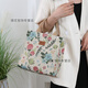 途尊上班新款帶飯盒袋子加厚外出午餐手提包帆布媽咪便攜小拎包高顏值 米白色花朵_背面有拉鏈口袋
