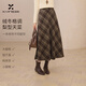 香影復古格子毛呢半身裙女2025冬季新款含羊毛高腰顯瘦咖色中長(cháng)裙 咖色 M 160/84A/95-110斤