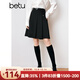 百圖betu女裝春季新款半身裙學(xué)院風(fēng)知性顯瘦壓褶半身裙女2401T51 黑色 M