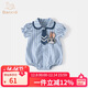 班喜迪嬰兒衣服夏季薄款夏日嬰幼兒女寶寶連體衣公主包屁衣夏裝外出爬服 藍色 90cm