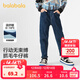 巴拉巴拉童裝兒童褲子男童長(cháng)褲秋冬裝寶寶直筒褲加絨時(shí)尚潮酷 牛仔深藍88301 130