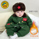 G.duck軍大衣兒童套裝加絨軍綠色嬰兒棉衣加厚寶寶棉服東北小孩冬季衣服 軍大衣_分體款送帽子包包 100 cm 建議26-30斤