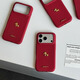 小莓介新年紅皮紋立體金色小馬適用iphone17promax手機殼蘋(píng)果16Pro啞光高級感15側邊半包14荔枝紋保護套 啞光荔枝皮紋-紅色+小金馬 iPhone 15 Pro Max