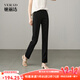 婭麗達高彈薄款休閑直筒褲女夏季新款九分褲子百搭顯瘦黑色西裝褲 黑色(A0) 29