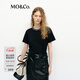 MO&Co.短袖T恤春棉質(zhì)手工釘鉆露背捏褶圓領(lǐng)白色MBE1TEET04 黑色 S 160