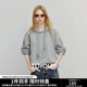 初語(yǔ)衛衣女2025秋季新款棉質(zhì)貓咪刺繡領(lǐng)帶連帽學(xué)院風(fēng)小個(gè)子上衣 花灰色 M