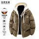 馬克華菲外套男冬季加厚棉衣復古假兩件襖子男士面包服羽絨棉服 咖啡 L