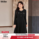 MsShe【磨毛針織連衣裙】大碼女裝2025冬季胖mm小香風(fēng)顯瘦中長(cháng)裙 黑色現貨 4XL