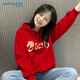 真維斯（JEANSWEST）紅色本命年連帽衛衣女2026馬年秋冬新款加絨加厚寬松休閑上衣外套