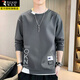 啄木鳥(niǎo)衛衣男士裝春秋季潮流長(cháng)袖t恤打底衫青年圓領(lǐng)寬松百搭男裝上衣服 WY126灰色 XL